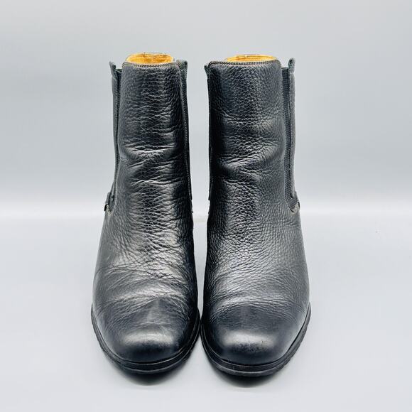 Cole Haan Boots Womens 8.5 Black Leather Chelsea Heeled Ankle Pebbled Vintage - Picture 3 of 11